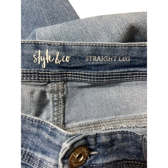Style & Co Straight Leg Blue Denim Jeans Womens Cotton Blend Stretch Sz 16 Short - Picture 4 of 5